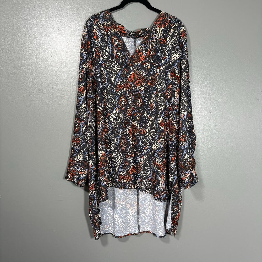 Eloquii Colorful Animal Print High Low Tunic Length Top - 20 - Women's Plus Size